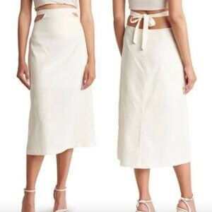 Revolve WeWoreWhat NWT linen blend winter white cut out skirt size XL